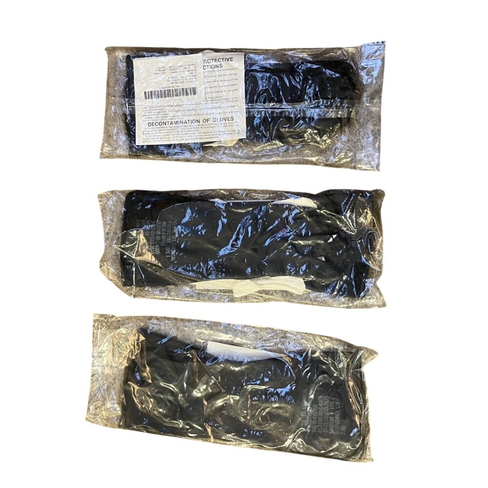 Vintage Chemical Protective Gloves Medium New Sealed Set of 3 Black 1988 - Picture 9 of 10